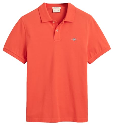 GANT Herren REG Shield SS Pique Polo, Burnt ORANGE, L von GANT