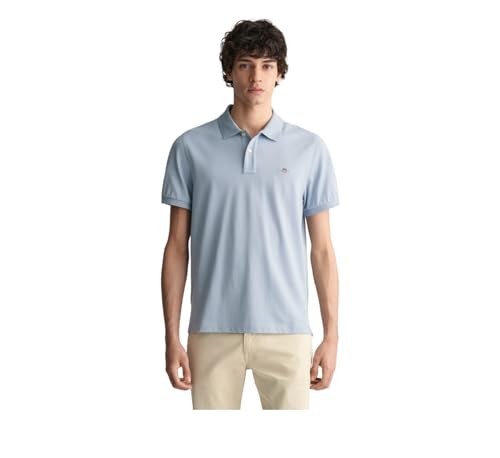 GANT Herren REG Shield SS Pique Polo, Dove Blue, 58 von GANT