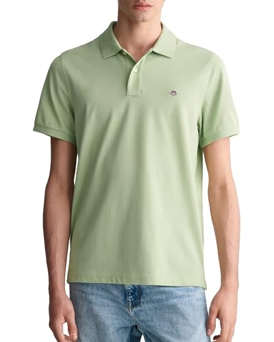 GANT Herren REG Shield SS Pique Polo, Milky Matcha, XXL von GANT