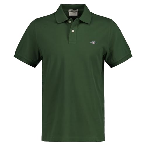 GANT Herren REG Shield SS Pique Polo, Pine Green, Medium von GANT