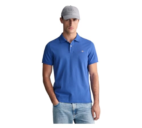 GANT Herren REG Shield SS Pique Polo, Rich Blue, 56 von GANT