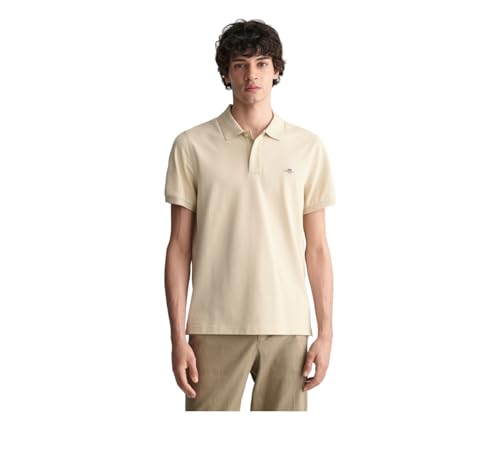 GANT Herren REG Shield SS Pique Polo, Silky BEIGE, L von GANT