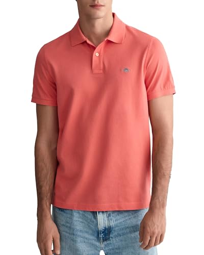 GANT Herren REG Shield SS Pique Polo, Sunset PINK, Large von GANT