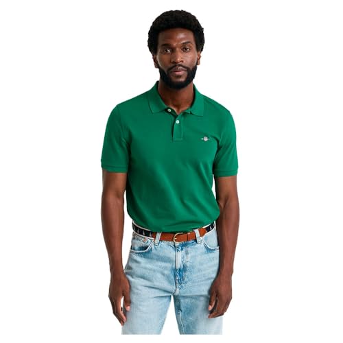 GANT Herren REG Shield SS Pique Polo Polohemd, Butternut Green, L von GANT