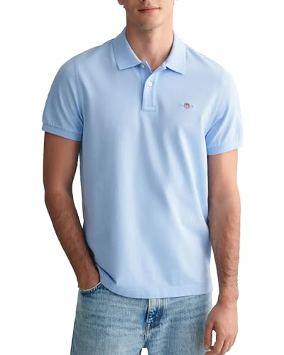 GANT Herren REG Shield SS Pique Polo Polohemd, Capri Blue, S von GANT