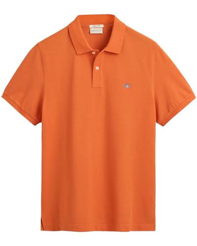 GANT Herren REG Shield SS Pique Polo T-Shirt, Pumpkin ORANGE, L von GANT