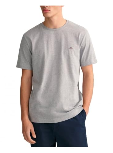 GANT Herren REG Shield SS T-Shirt, Grey Melange, M von GANT