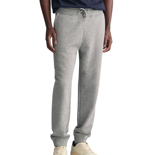 Gant Herren REG Shield Sweatpants Logo Sweathose, Grey Melange, L von GANT