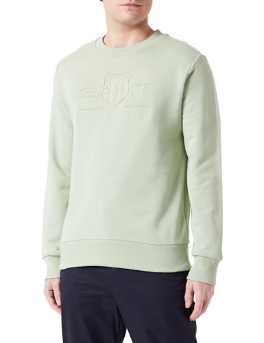 GANT Herren REG Tonal Shield C-Neck Sweat Sweatshirt, Milky Matcha, XL von GANT