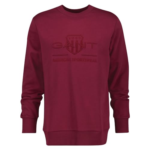 GANT Herren REG Tonal Shield C-Neck Sweat Sweatshirt, Rich Wine, XL von GANT