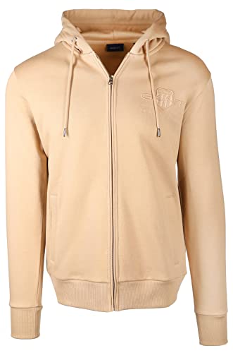 GANT Herren REG Tonal Shield Full Zip Hoodie Kapuzenpullover, Hazelwood BEIGE, L von GANT