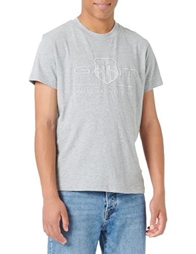 GANT Herren REG Tonal Shield SS T-Shirt, Grey Melange, 4XL von GANT