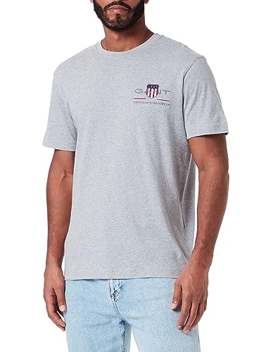 GANT Herren Reg Archive Shield Emb T-shirt T Shirt, Grey Melange, L EU von GANT