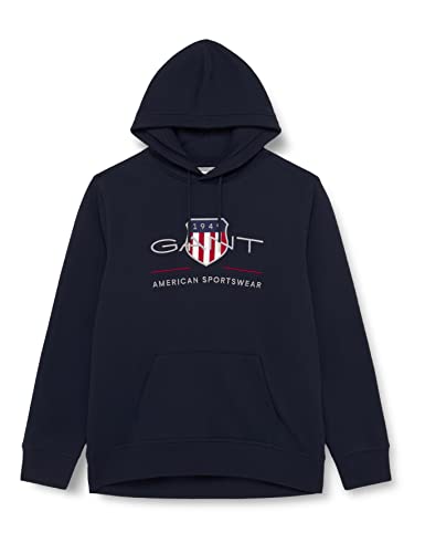 GANT Herren Reg Archive Shield Hoodie Kapuzenpullover, Evening Blue, 4XL EU von GANT