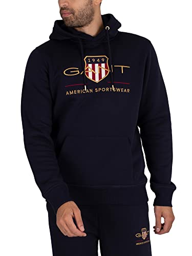 Gant Herren Reg Archive Shield Hoodie Kapuzenpullover, Evening Blue, L EU von GANT