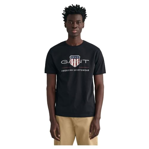 Gant Herren Reg Archive Shield T-Shirt T Shirt, Schwarz, L EU Gant Herren Reg Archive Shield T-Shirt T Shirt, Schwarz, L EU von GANT