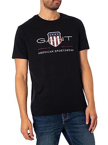 GANT Herren Reg Archive Shield T-shirt T Shirt, Schwarz, XXL EU von GANT