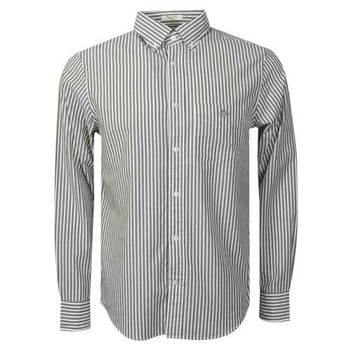 GANT Herren Reg Classic Poplin Stripe Shirt Hemd, Moss Green, XL EU von GANT