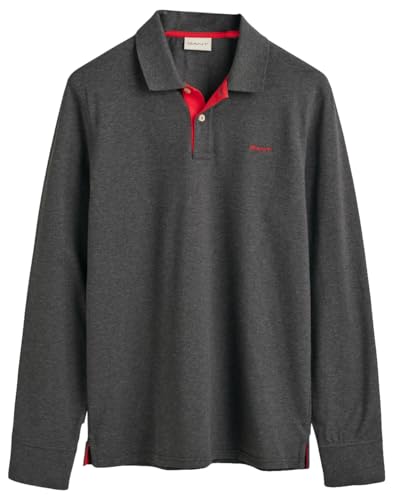 GANT Herren Reg Contrast Pique Rugger Polohemd, Antracit Melange, XXL EU von GANT