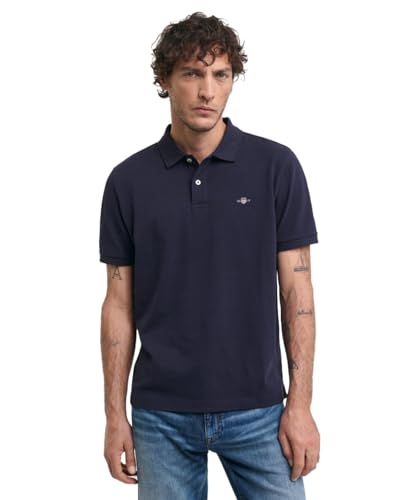 GANT Herren Reg Emb Archive Shield Polohemd, Evening Blue, M EU von GANT