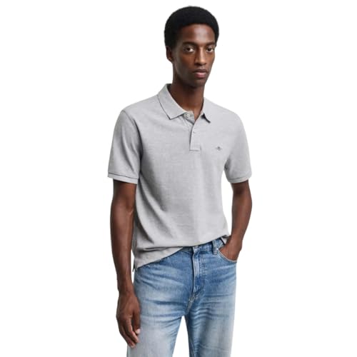 GANT Herren Reg Emb Archive Shield Polohemd, Grey Melange, M EU von GANT