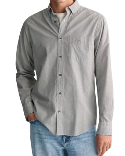 GANT Herren Reg Poplin Banker Bd Hemd, Schwarz,L von GANT