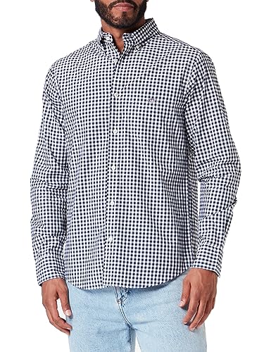 GANT Herren Reg Poplin Gingham Shirt Klassisches Hemd, Schwarz, L EU von GANT