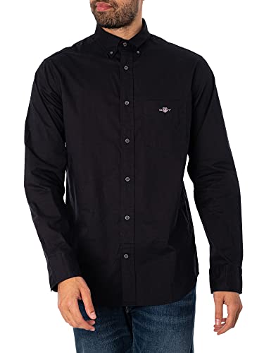 GANT Herren Reg Poplin Shirt Klassisches Hemd, Schwarz, M EU von GANT