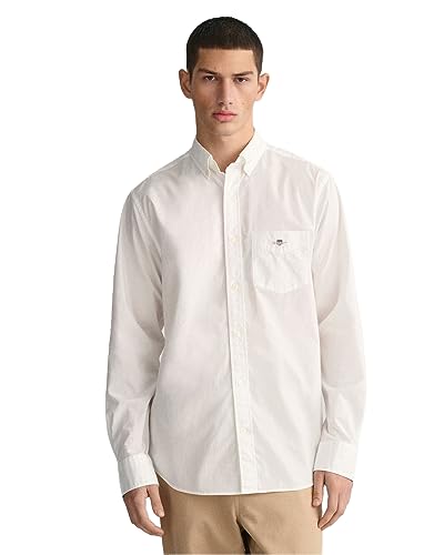 GANT Herren Reg Poplin Shirt Klassisches Hemd, Weiß, L EU von GANT