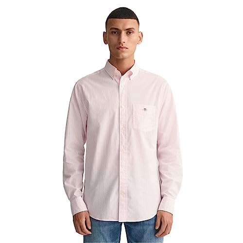 GANT Herren Reg Poplin Stripe Shirt Klassisches Hemd, Light Pink, XL EU von GANT