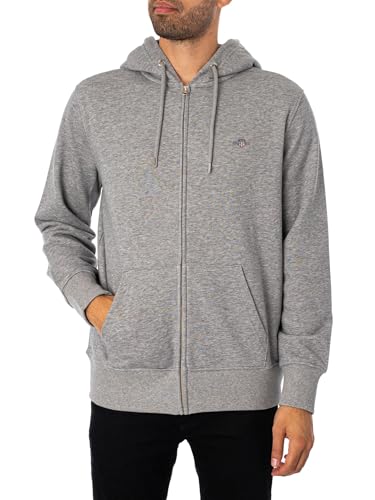 Gant Herren Reg Shield Full Zip Hoodie Kapuzenpullover, Grey Melange, L EU von GANT
