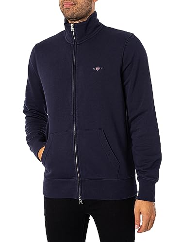 GANT Herren Reg Shield Full Zip Sweatshirt, Evening Blue, 5XL EU von GANT