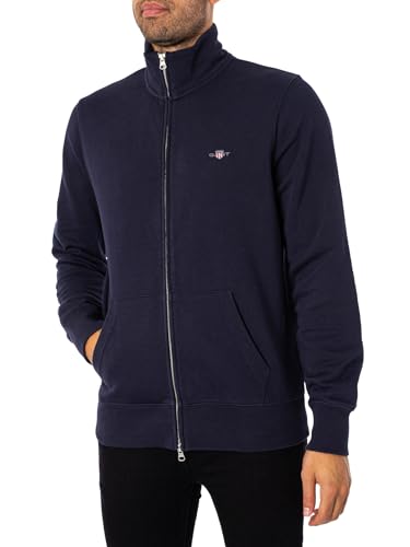 Gant Herren Reg Shield Full Zip Sweatshirt, Evening Blue, XL EU von GANT
