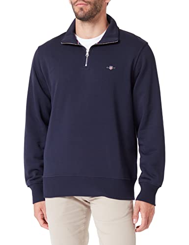 GANT Herren Reg Shield Half Zip Sweatshirt, Evening Blue, 3XL EU von GANT