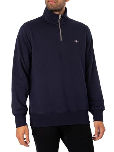 Gant Herren Reg Shield Half Zip Sweatshirt, Evening Blue, L EU von GANT