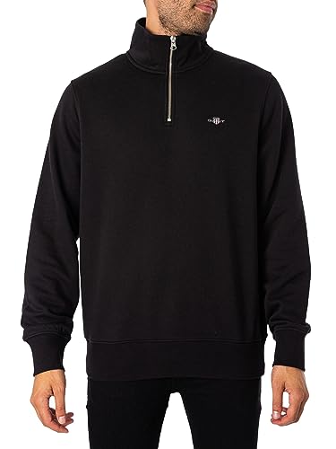 GANT Herren Reg Shield Half Zip Sweatshirt, Schwarz, 4XL EU von GANT