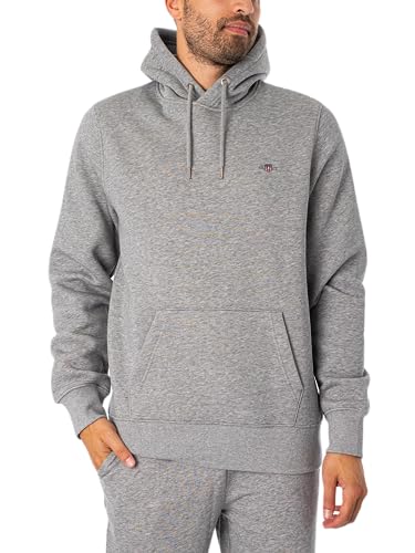 Gant Herren Reg Shield Hoodie Kapuzenpullover, Grey Melange, 5XL EU von GANT