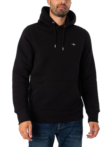 GANT Herren Reg Shield Hoodie Kapuzenpullover, Schwarz, 4XL EU von GANT