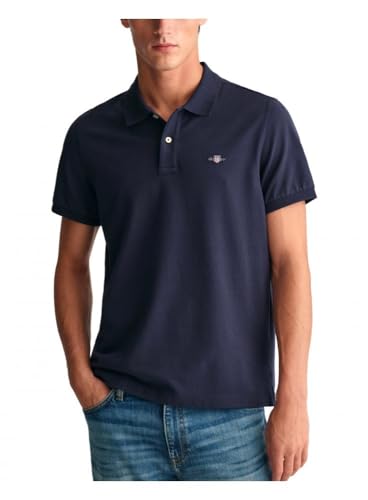 GANT Herren Reg Shield Pique Polohemd, Evening Blue, M EU von GANT