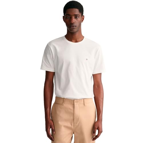 Gant Herren Reg Shield T-Shirt T Shirt, Weiß, M EU von GANT