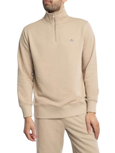 GANT Herren Reguläres Shield-Sweatshirt Mit Halbem Reißverschluss, Dry Sand, 3XL von GANT