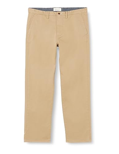 GANT Herren Regular Twill Chinos Klassische Hose, Dark Khaki, 34W / 32L EU von GANT