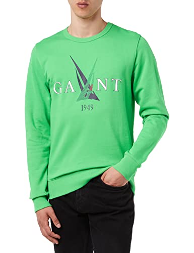 GANT Herren SAIL C-Neck Logo Rundhalspullover, MID Green, L von GANT