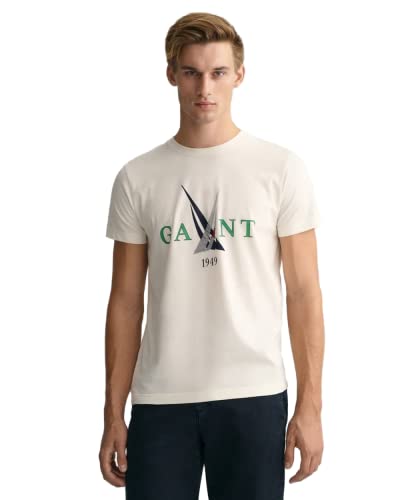 GANT Herren SAIL Logo T-Shirt, Cream, XL von GANT