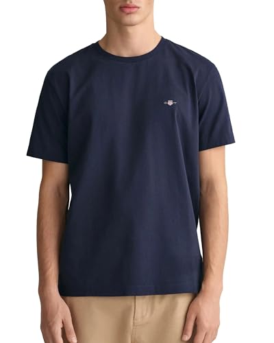 GANT Herren Solid T-shirt T Shirt, Evening Blue, M EU von GANT