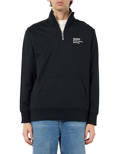 GANT Herren Script Graphic Half Zip Sweat Sweatshirt, Black, XXXL von GANT