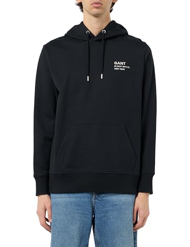 GANT Herren Script Graphic Sweat Hoodie Kapuzenpullover, Black, L von GANT