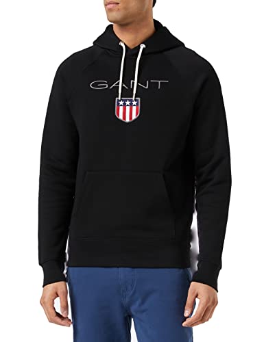 GANT Herren Shield Hoodie Kapuzenpullover, Black, 3XL von GANT