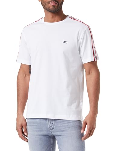GANT Herren Shoulder Tape SS T-Shirt, White, Large von GANT