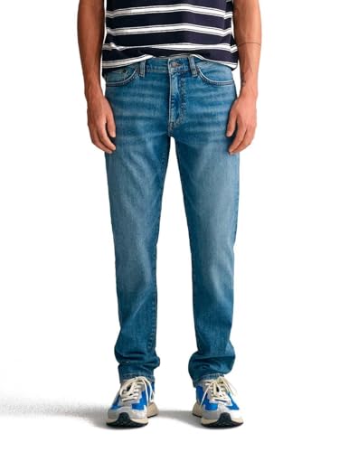 GANT Herren Slim Gant Jeans, Mid Blue Worn in, 36W / 34L EU von GANT